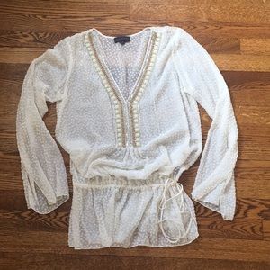 Halle Bob White Tunic with Beading